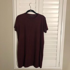 Suede maroon T-shirt dress